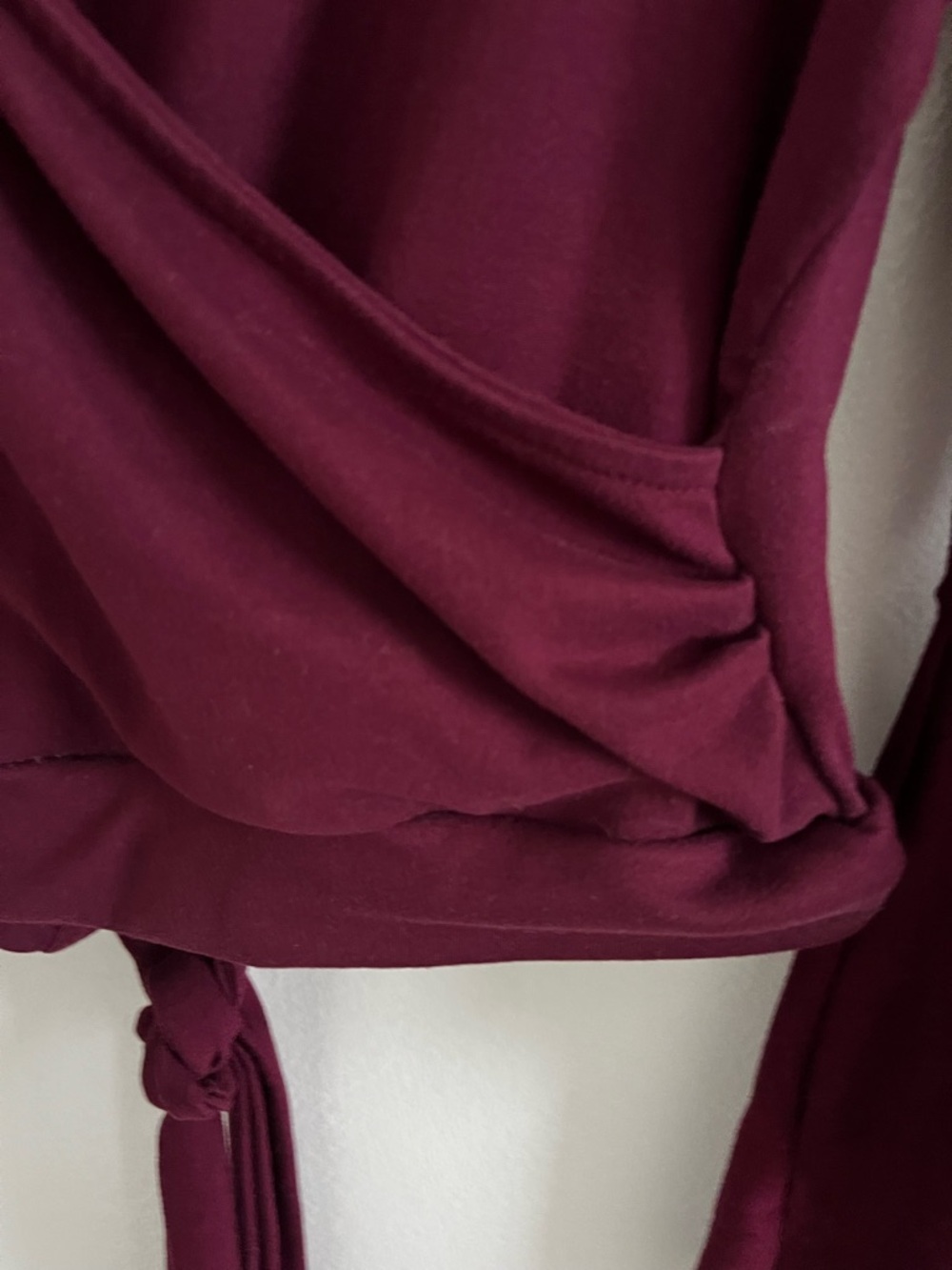 Haute Monde Wine Wrap Tie Bell Sleeve Top - Picture 4 of 7